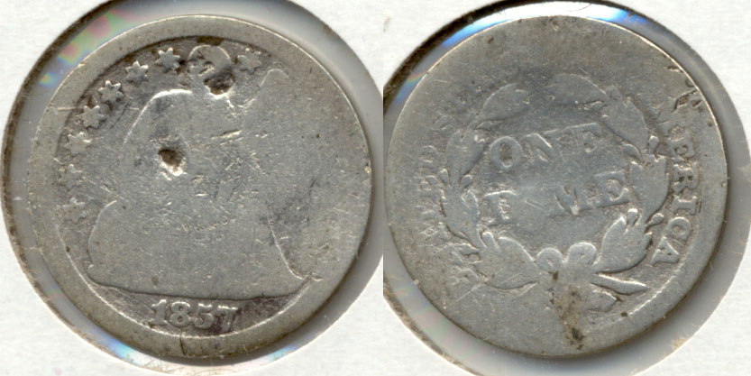 1857 Seated Liberty Dime AG-3 Cleaned