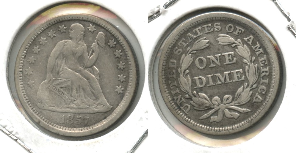 1857 Seated Liberty Dime VF-20 #c Cleaned