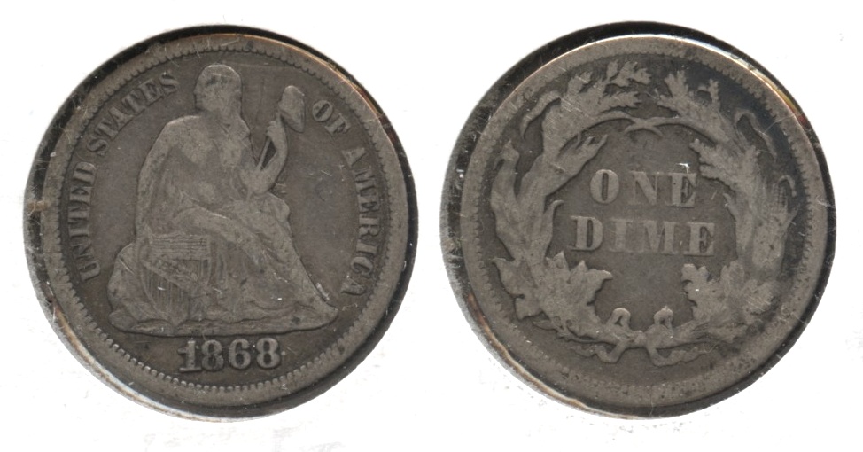 1868 Seated Liberty Dime Fine-12