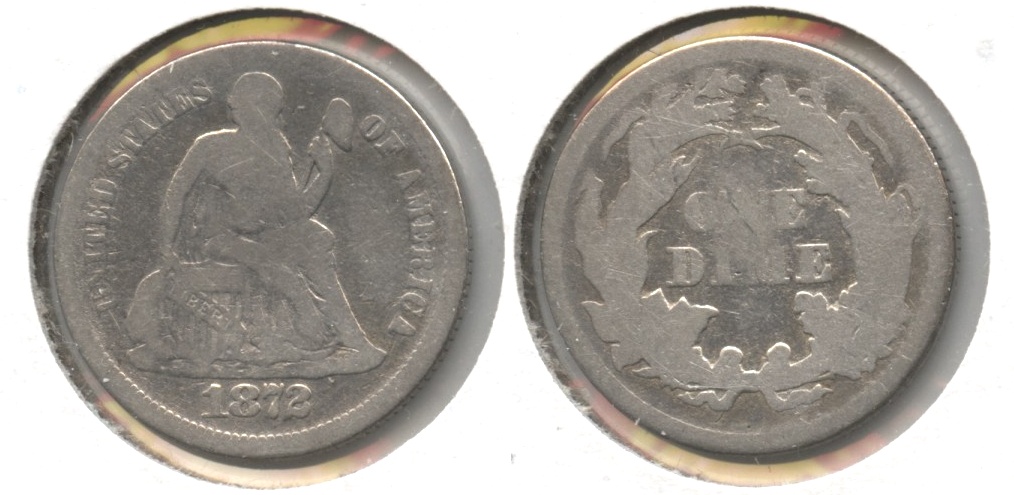 1872 Seated Liberty Dime Good-4 Cleaned