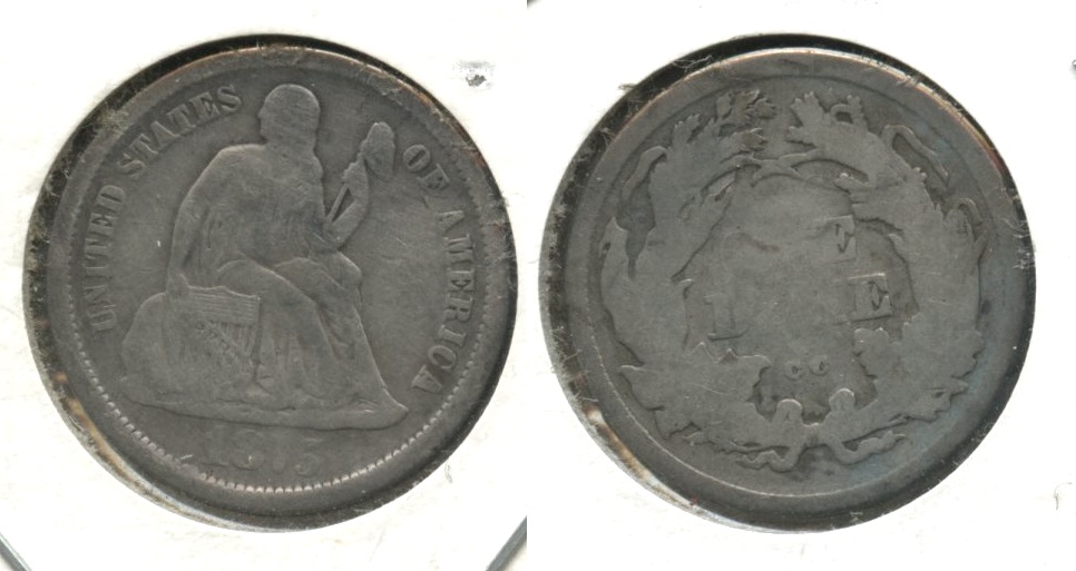 1875-CC Seated Liberty Dime Fine-12 #b Bumped