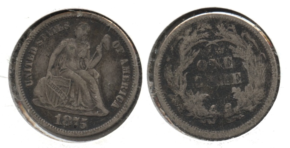 1875 Seated Liberty Dime VF-20 #a Dark