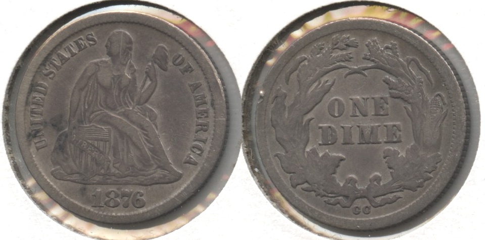 1876-CC Seated Liberty Dime Fine-15
