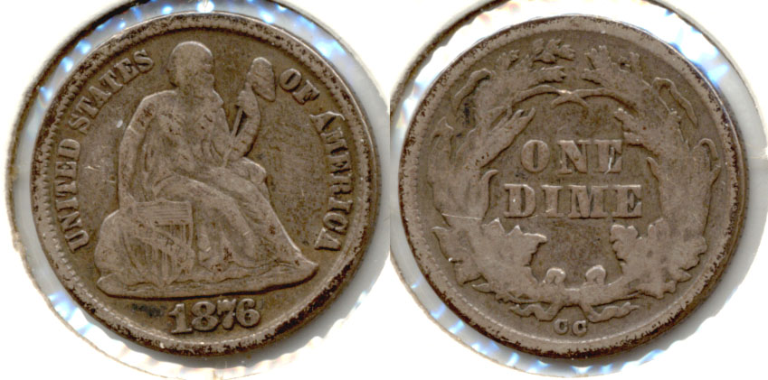 1876-CC Seated Liberty Dime VG-10