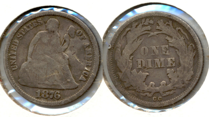 1876-CC Seated Liberty Dime VG-8 c Obverse Scratch