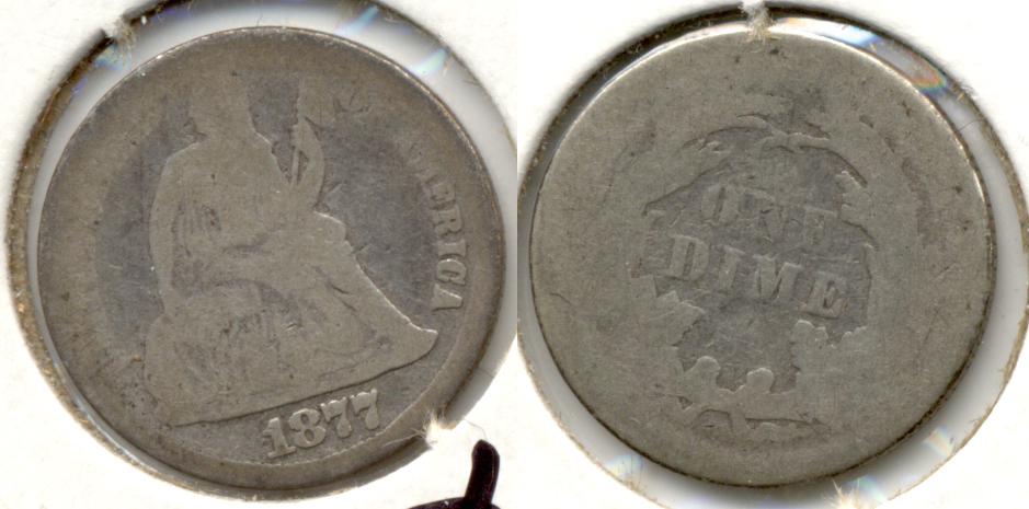 1877 Seated Liberty Dime AG-3 d