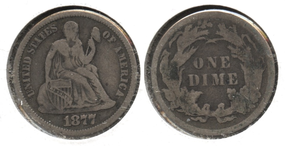 1877 Seated Liberty Dime Fine-12 #c