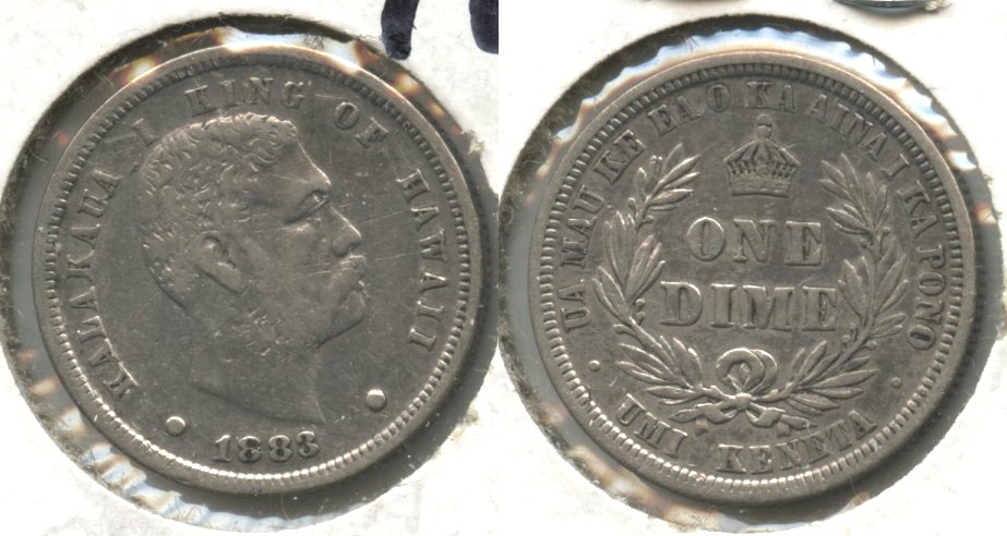 1883 Hawaii Dime Fine-12 #a Obverse Scratch