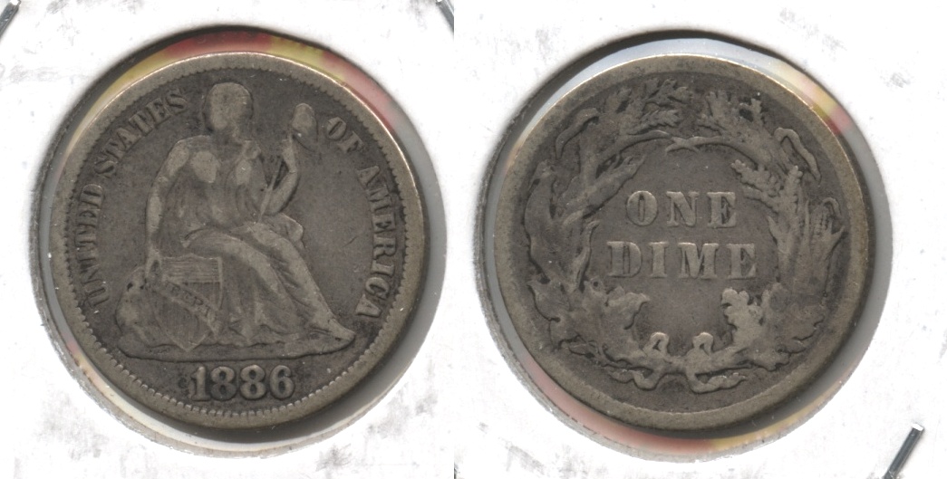 1886 Seated Liberty Dime Fine-12 #b