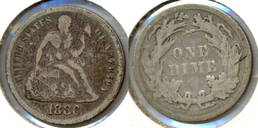 1886 Seated Liberty Dime VG-8