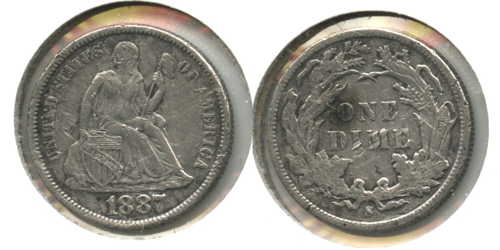1887-S Seated Liberty Dime VF-20 #d Bit Rough