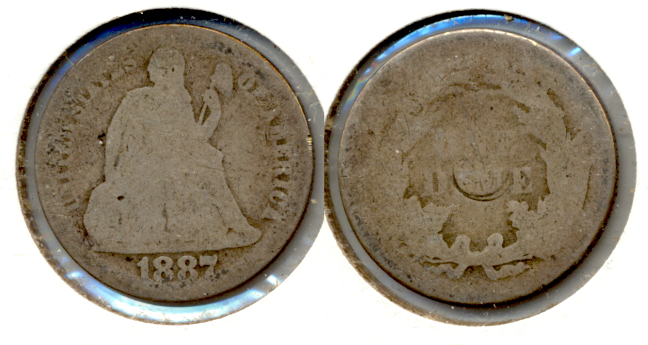 1887 Seated Liberty Dime AG-3 a Warped