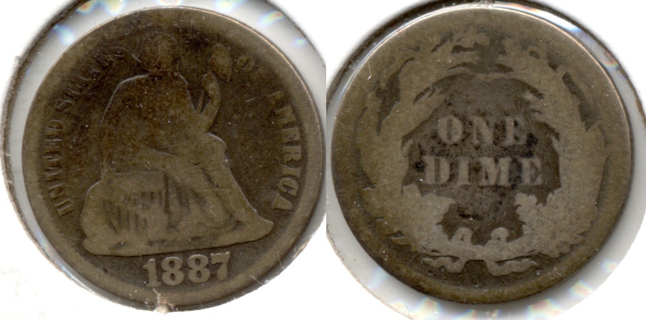 1887 Seated Liberty Dime AG-3 d
