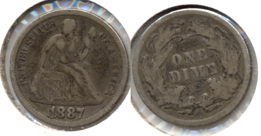 1887 Seated Liberty Dime Fine-12 c