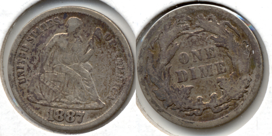 1887 Seated Liberty Dime Fine-12 e