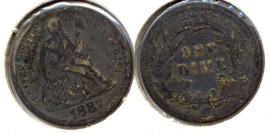 1887 Seated Liberty Dime Good-4 c Dark