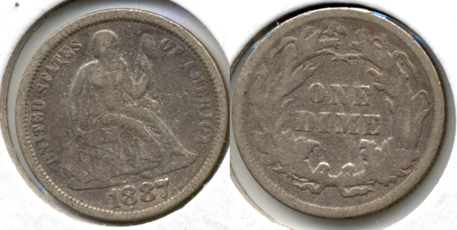 1887 Seated Liberty Dime VF-20 Porous