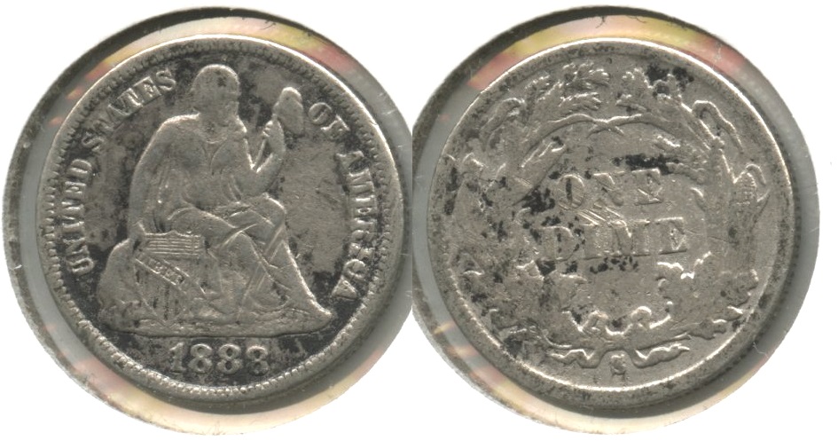 1888-S Seated Liberty Dime VF-20 Damage