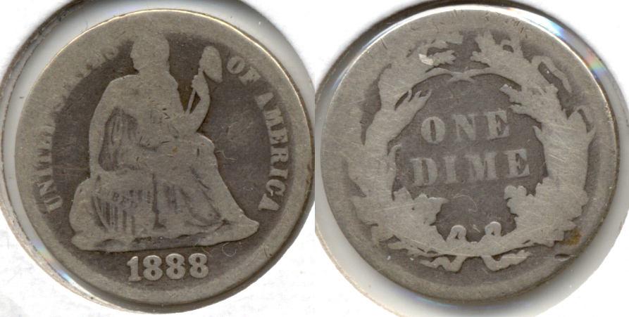 1888 Seated Liberty Dime AG-3 a