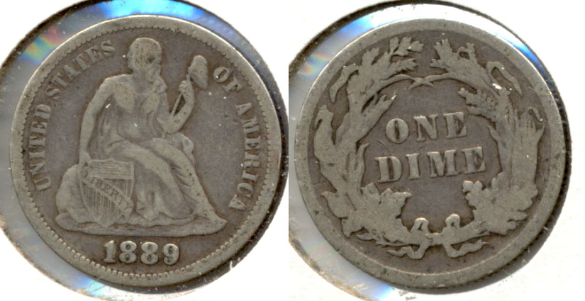 1889 Seated Liberty Dime Fine-12 a