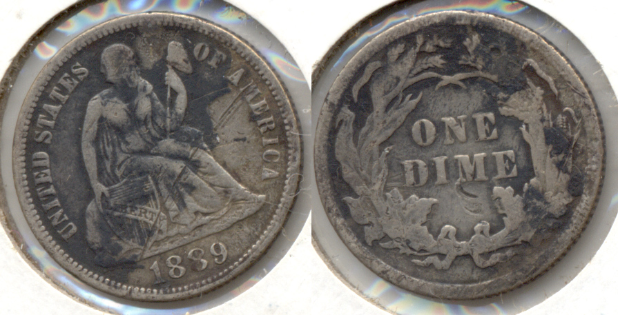 1889 Seated Liberty Dime Fine-12 c Scratch
