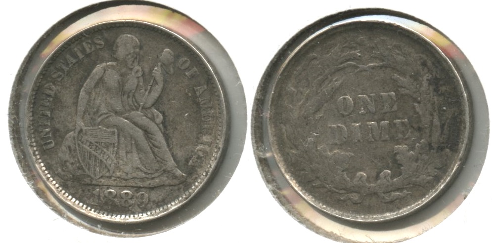 1889 Seated Liberty Dime VF-20 #a Rim Damage