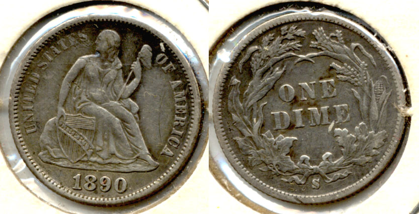 1890-S Seated Liberty Dime EF-40