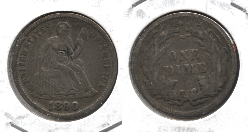 1890 Seated Liberty Dime EF-40 #a Obverse Damage