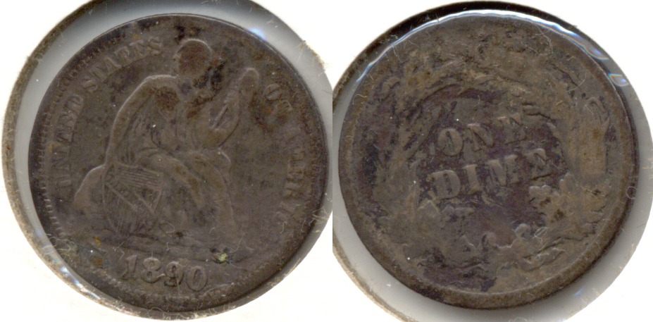 1890 Seated Liberty Dime VG-8 b Bit Rough