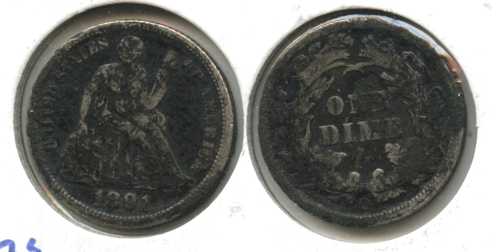 1891-O Seated Liberty Dime VF-20 #d Dark