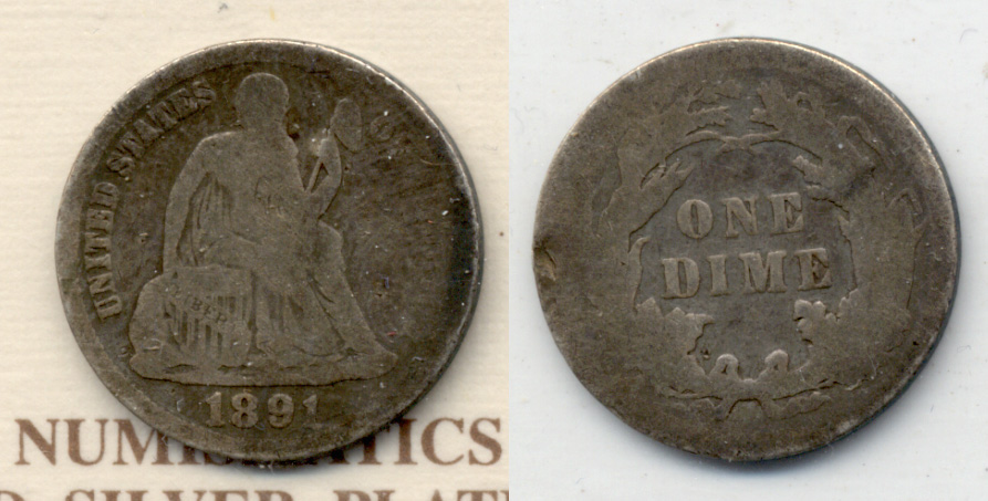 1891 Seated Liberty Dime AG-3 d