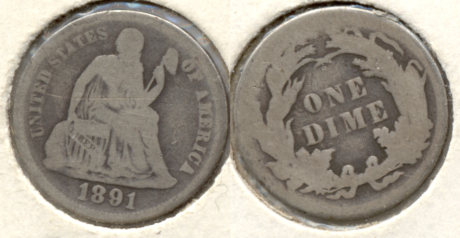 1891 Seated Liberty Dime AG-3 g