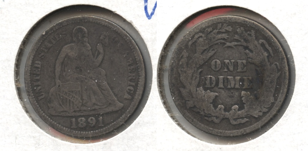 1891 Seated Liberty Dime Fine-12 #g