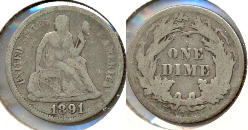 1891 Seated Liberty Dime VG-8