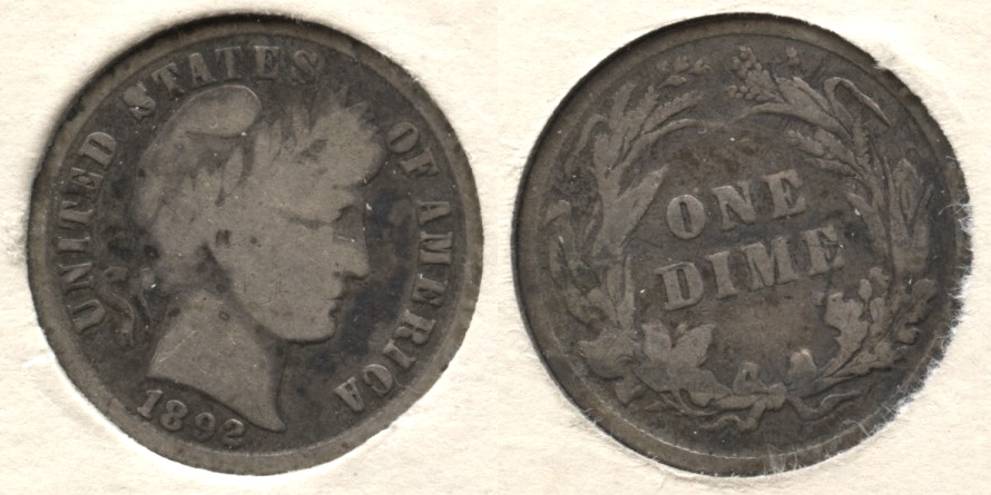 1892 Barber Dime Good-4 #a