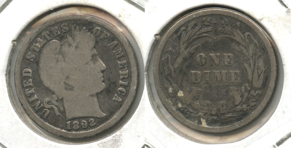 1892 Barber Dime Good-4 #l