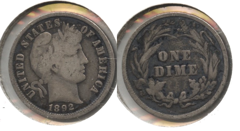 1892 Barber Dime VG-8 #b