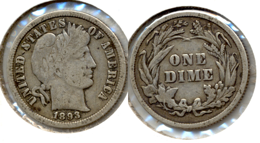 1893 Barber Dime VG-8