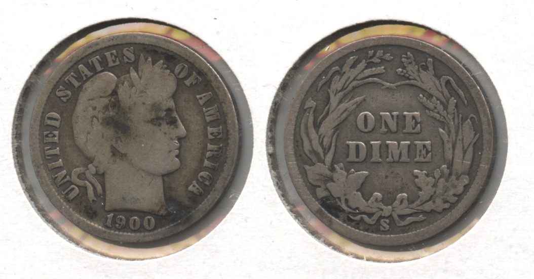 1900-S Barber Dime Good-4 Patchy Tone