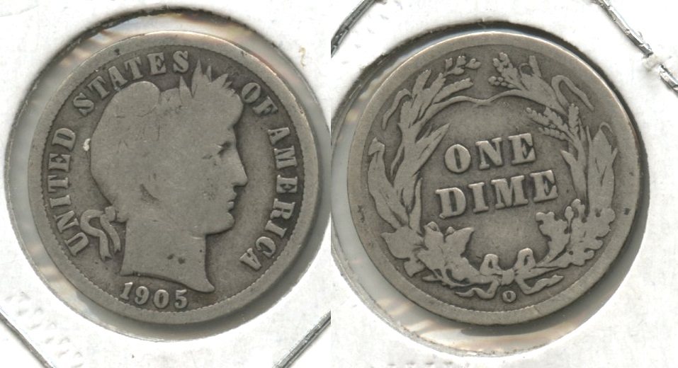 1905-O Micro O Barber Dime G-4 #d