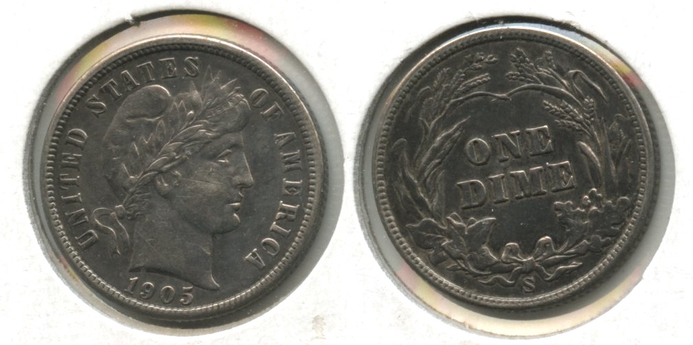 1905-S Barber Dime AU-50 Polished