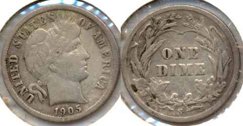 1905-S Barber Dime Fine-12