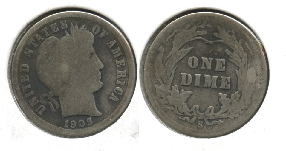 1905-S Barber Dime Good-4 #j