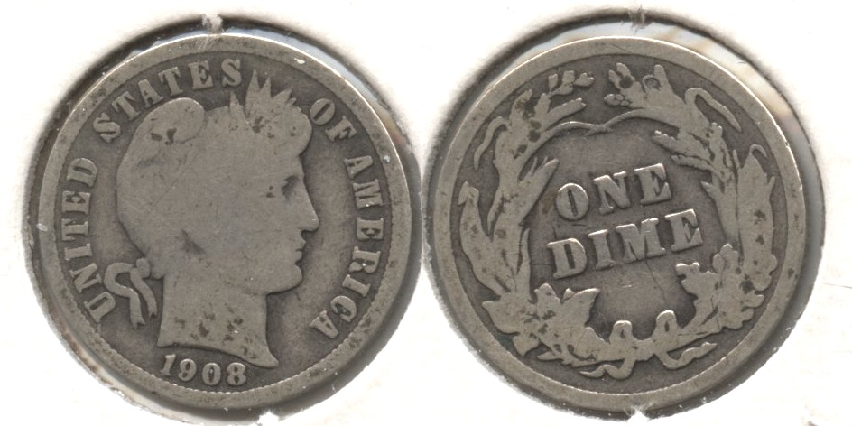 1908 Barber Dime Good-4 #a
