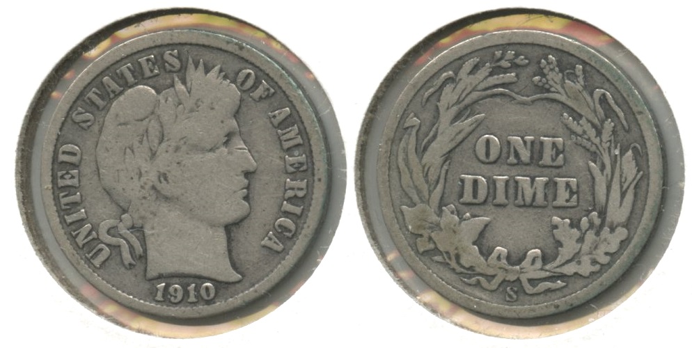 1910-S Barber Dime Good-4 #b