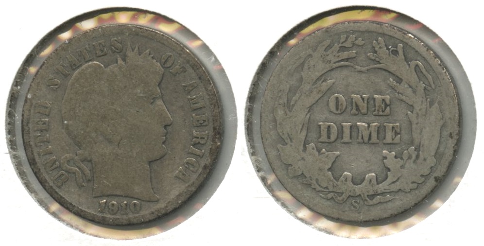 1910-S Barber Dime Good-4 #c