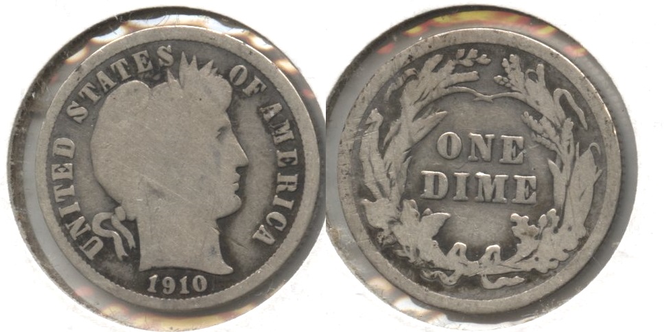 1910 Barber Dime Good-4 #h
