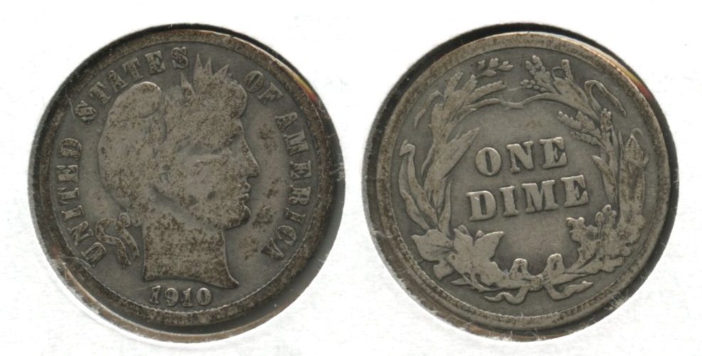 1910 Barber Dime Good-4 #j