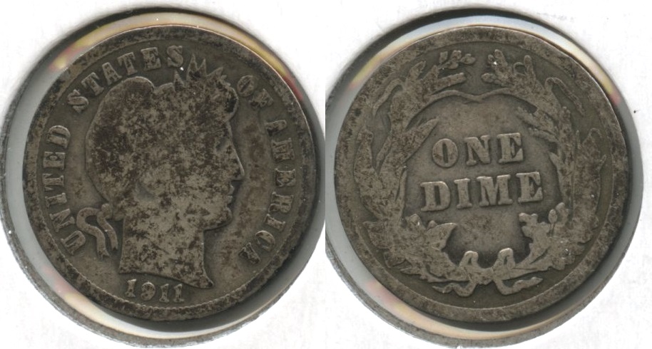 1911 Barber Dime Good-4 #ad