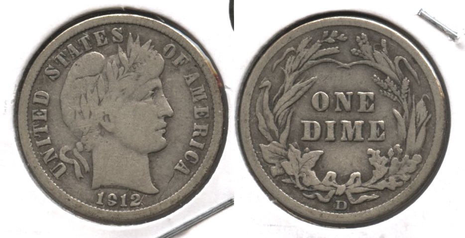 1912-D Barber Dime Fine-12 #b